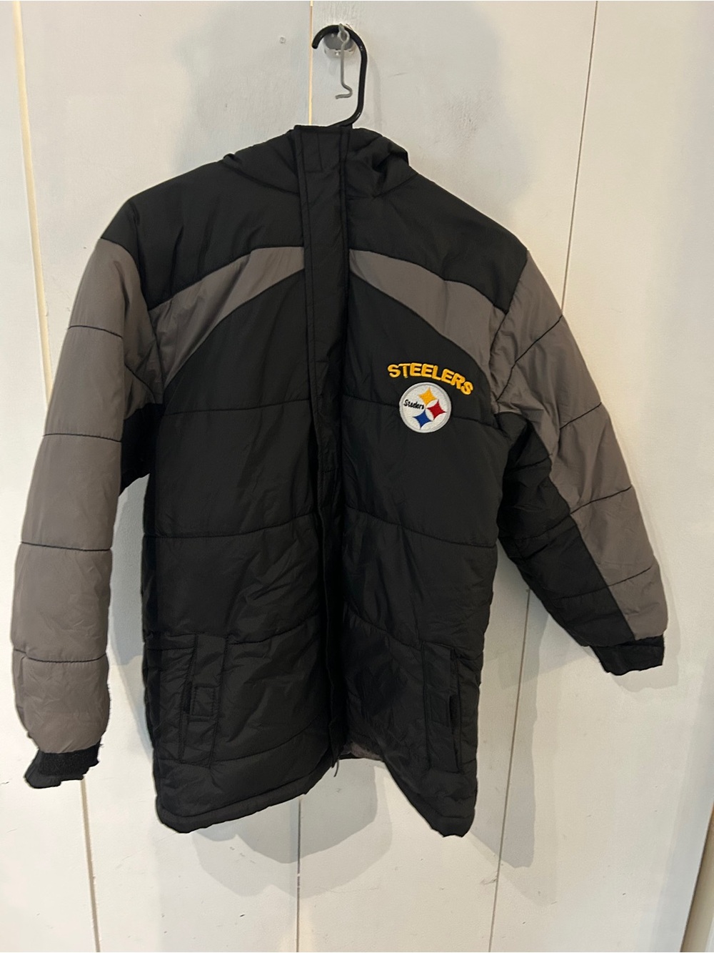 NFL Pittsburgh Steelers Boys Black & Gray Puffer Jacket Boys L 14-16